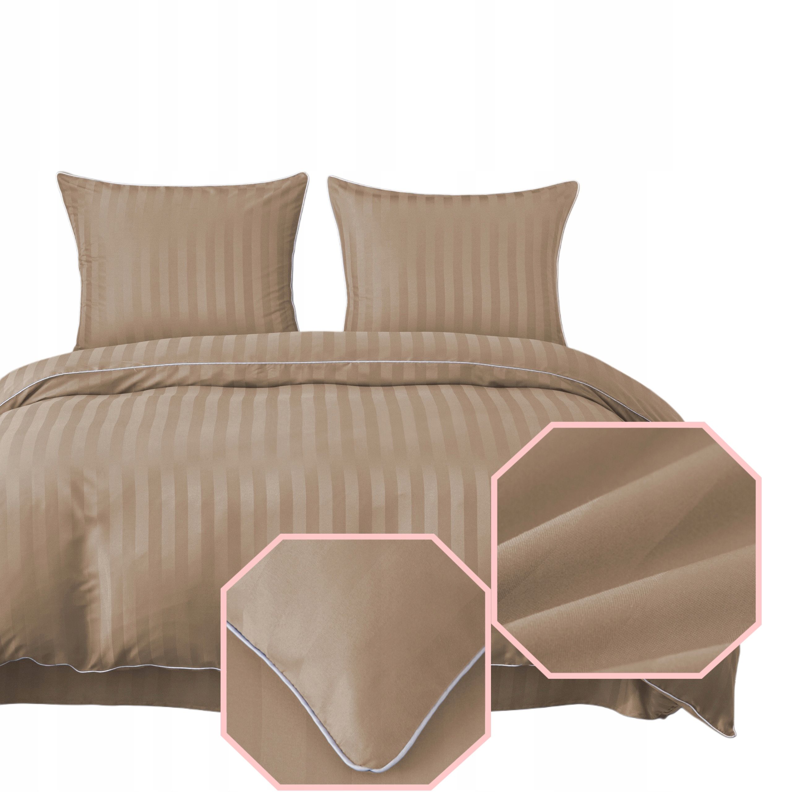 3 részes damaszt ágyneműgarnitúra, bézs szín, 160x200 cm