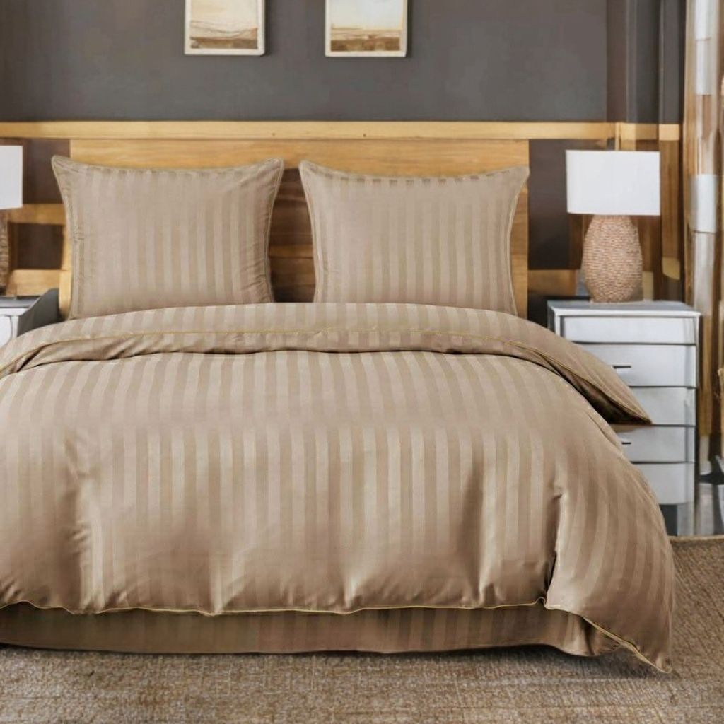 3 részes damaszt ágyneműgarnitúra, bézs szín, 200x220 cm