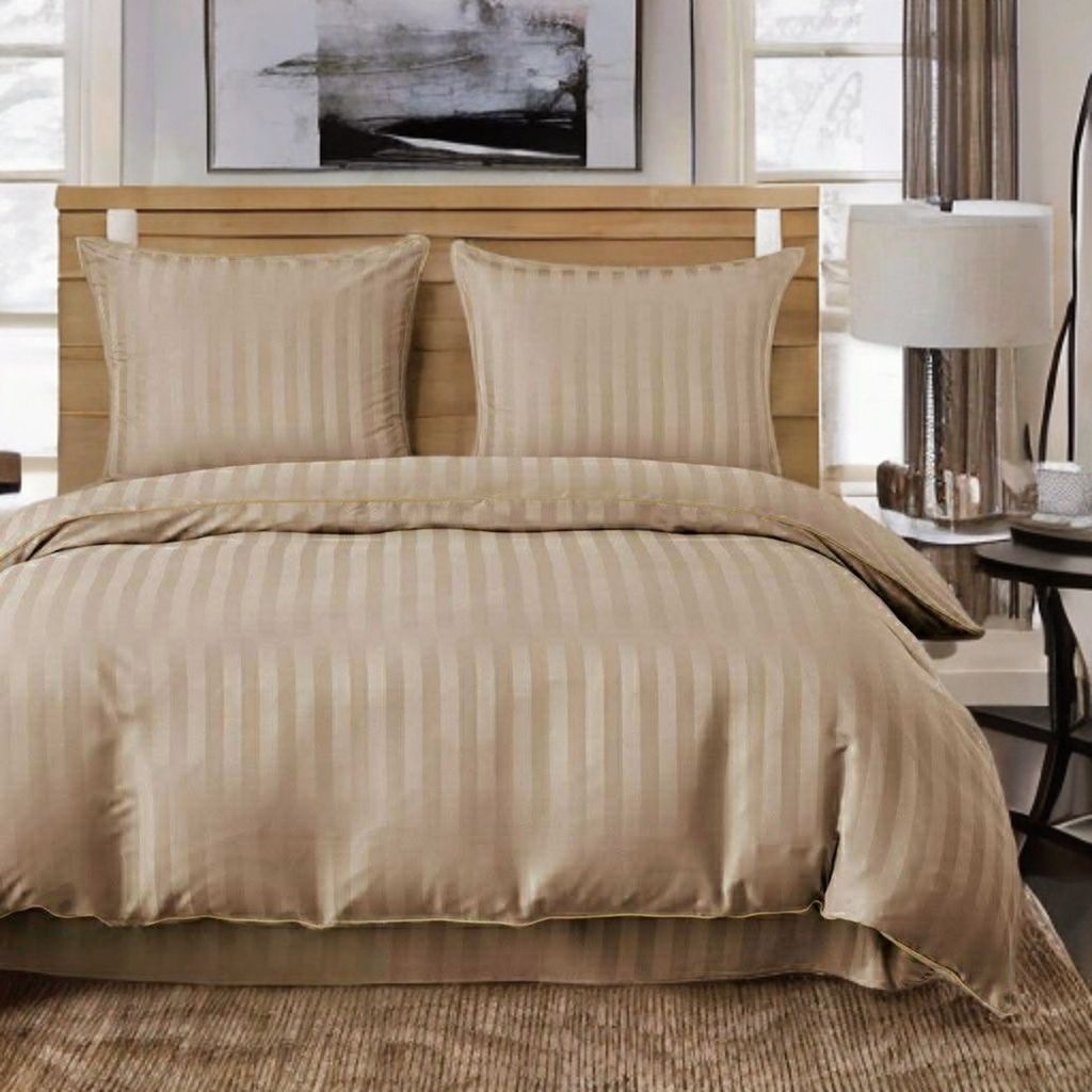 3 részes damaszt ágyneműgarnitúra, bézs szín, 200x220 cm