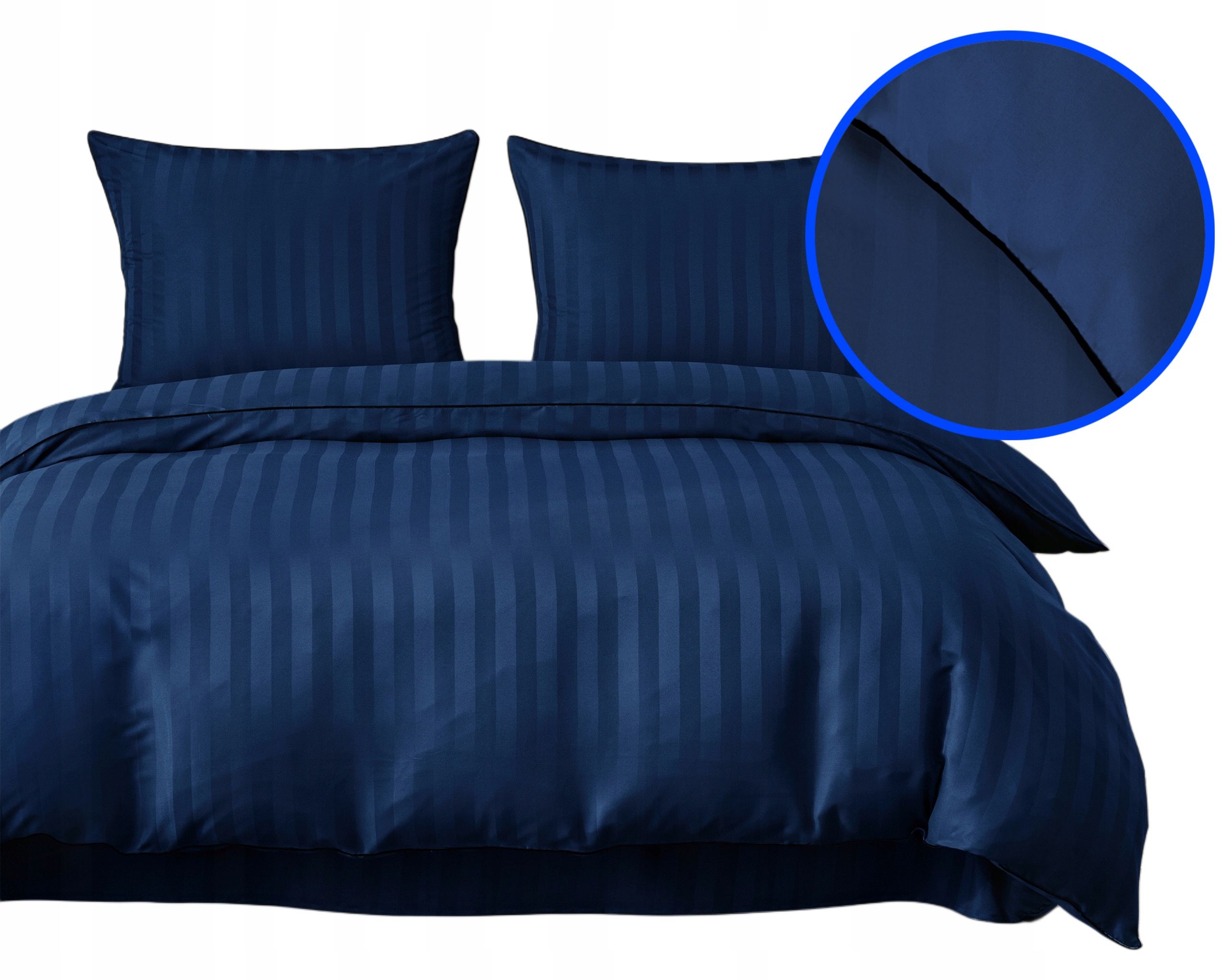 3 részes damaszt ágyneműgarnitúra, sötétkék szín, 200x220 cm