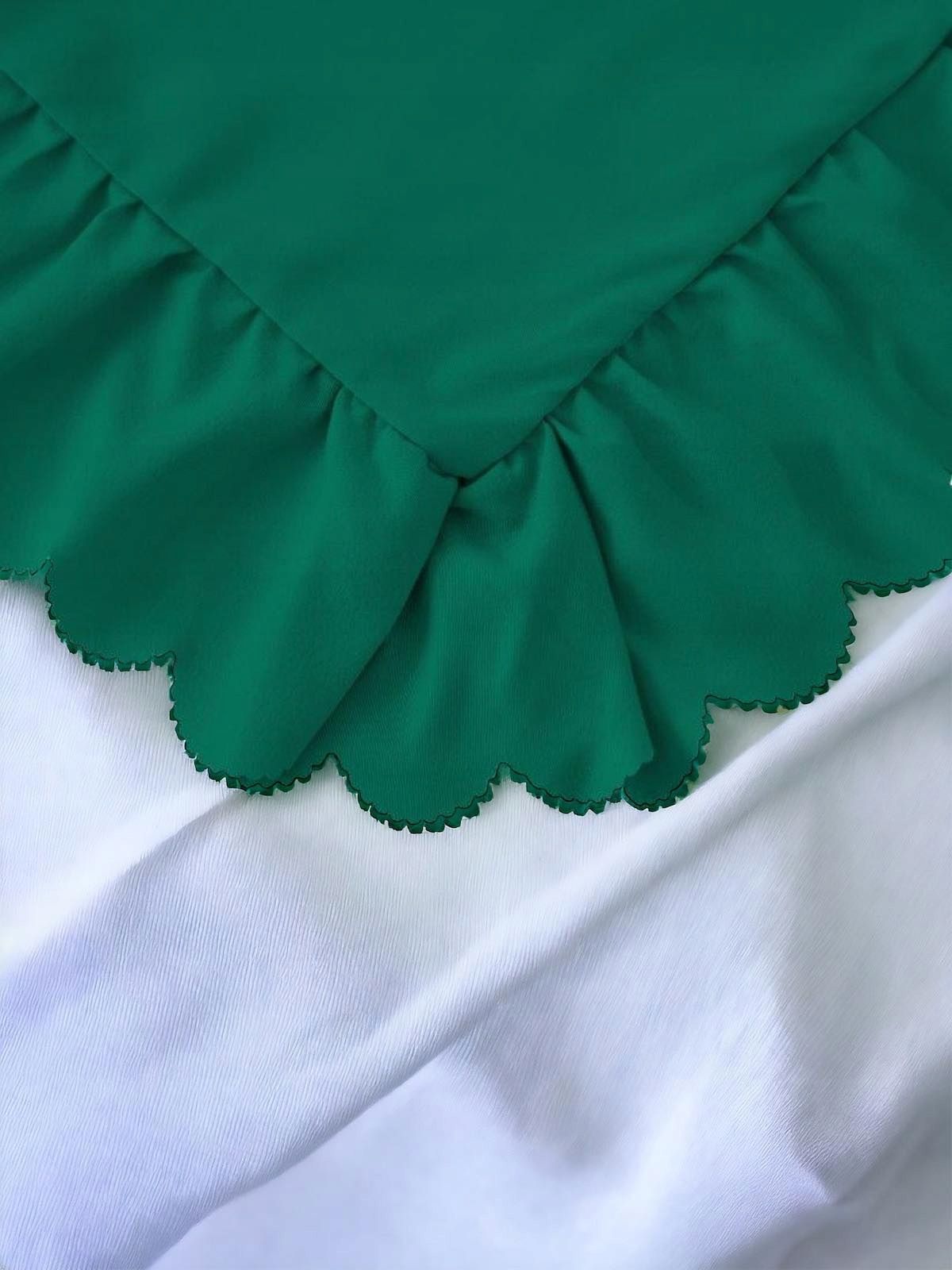 3 részes ágyneműgarnitúra fodrokkal, zöld szín, 160x200 cm