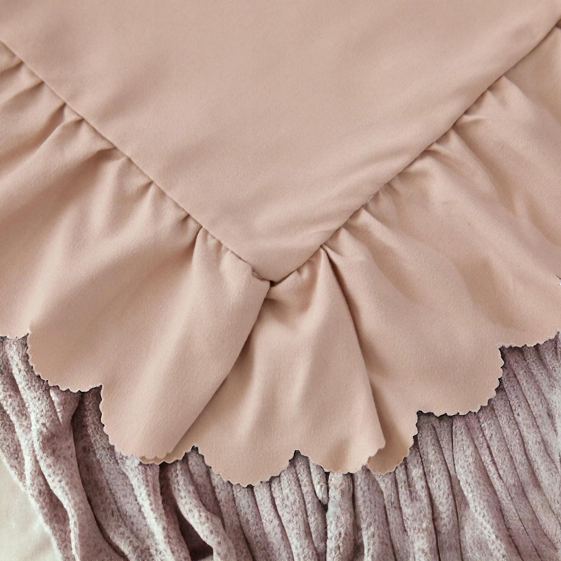 3 részes ágyneműgarnitúra fodrokkal, bézs szín, 160x200 cm