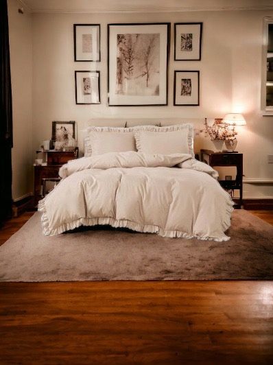 3 részes ágyneműgarnitúra fodrokkal, bézs szín, 160x200 cm