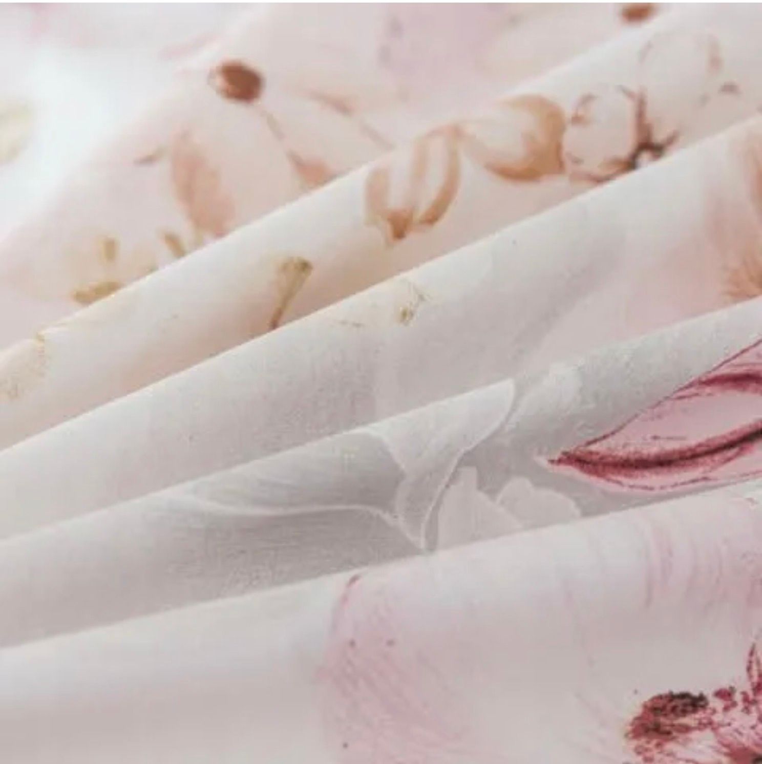 3 részes ágyneműgarnitúra fodrokkal, rózsaszín virágmintával, 160x200 cm