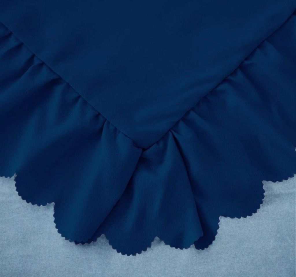 3 részes ágyneműgarnitúra fodrokkal, sötétkék szín, 200x220 cm