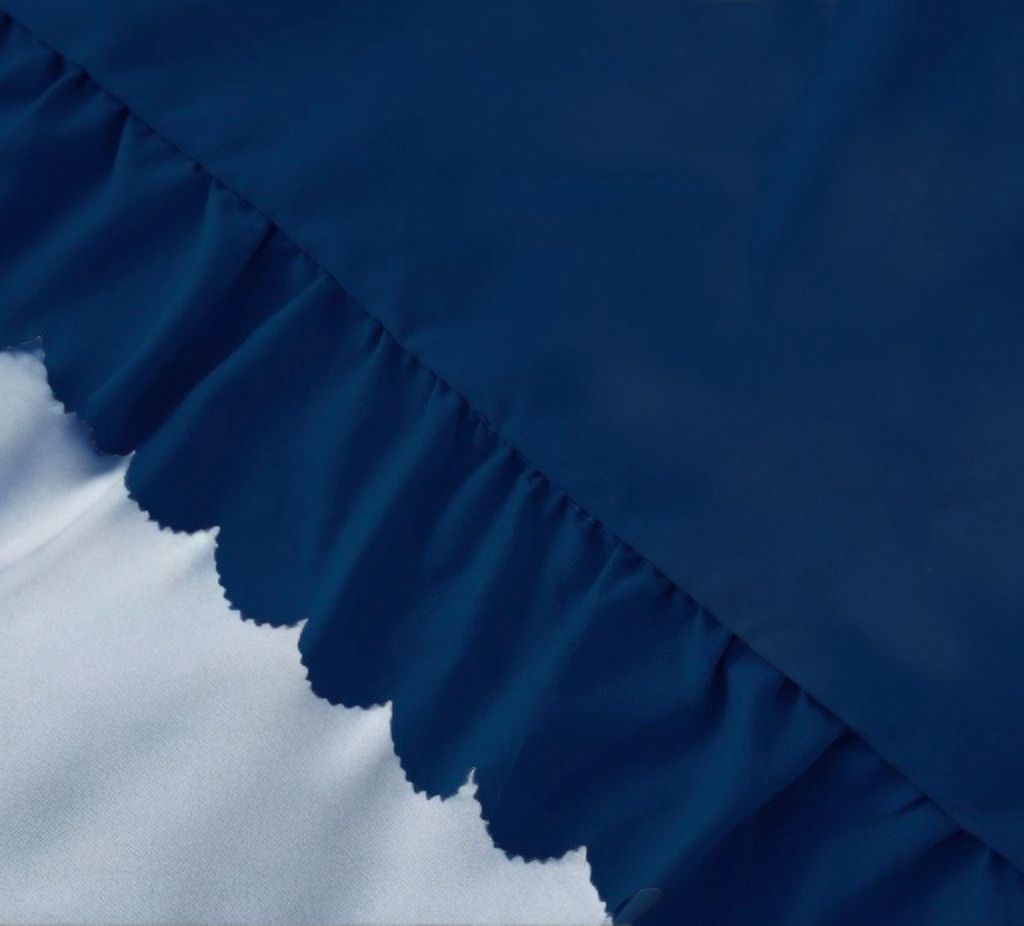 3 részes ágyneműgarnitúra fodrokkal, sötétkék szín, 200x220 cm