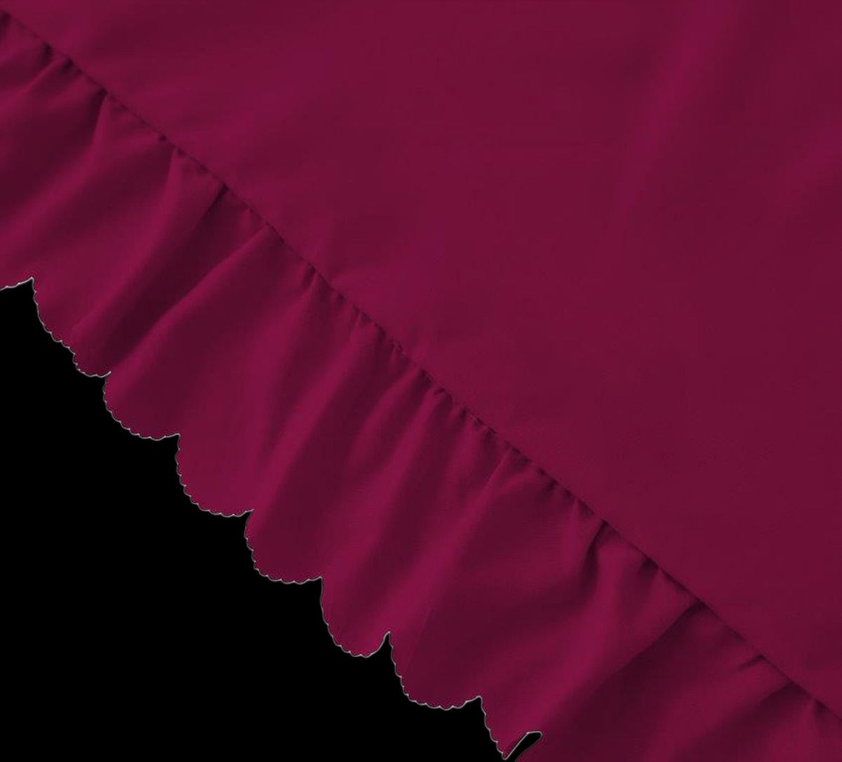 3 részes ágyneműgarnitúra fodrokkal, bordó szín, 200x220 cm