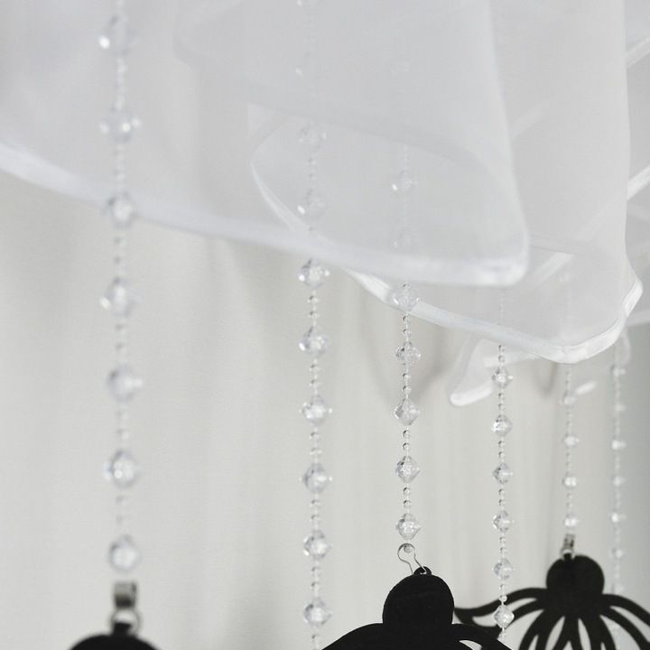 Rövid dekorfüggöny, fekete filc függődíszek, 400x110 cm