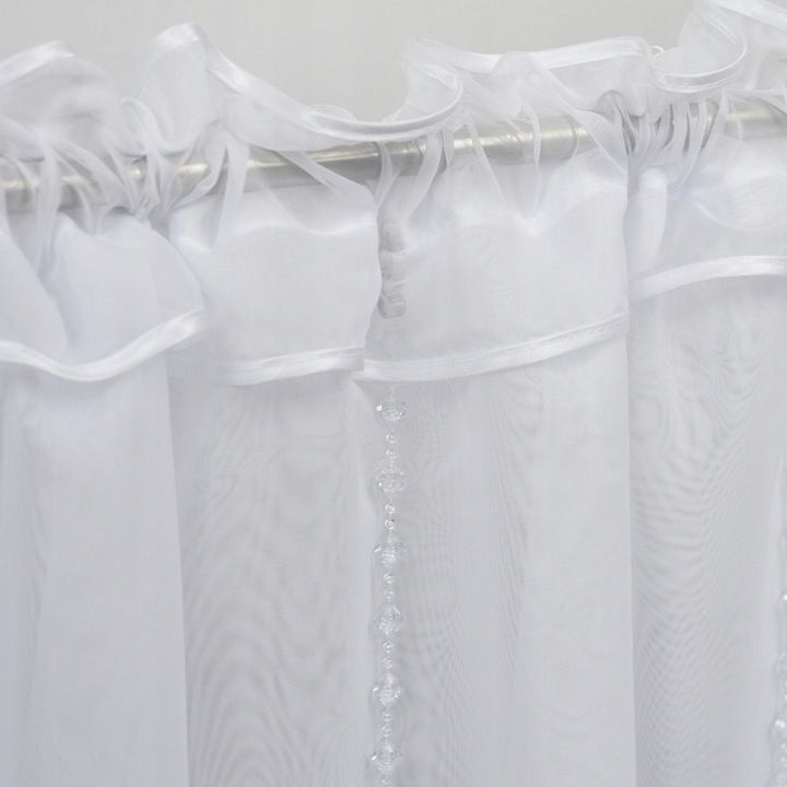 Rövid dekorfüggöny, fekete filc függődíszek, 400x110 cm