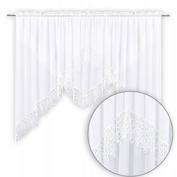Fehér függöny gipiur csipkével 400x160 cm