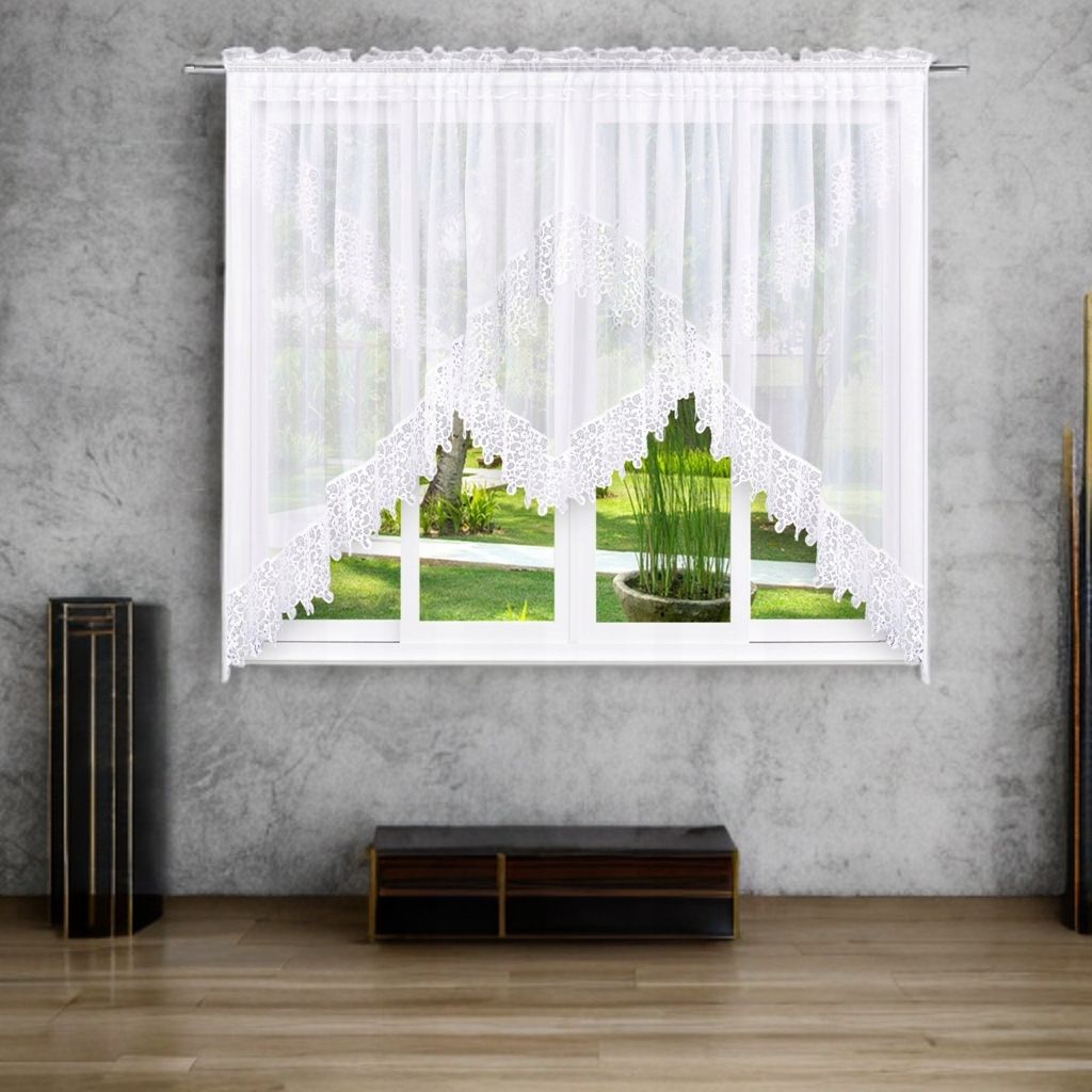 Fehér függöny gipiur csipkével 400x160 cm