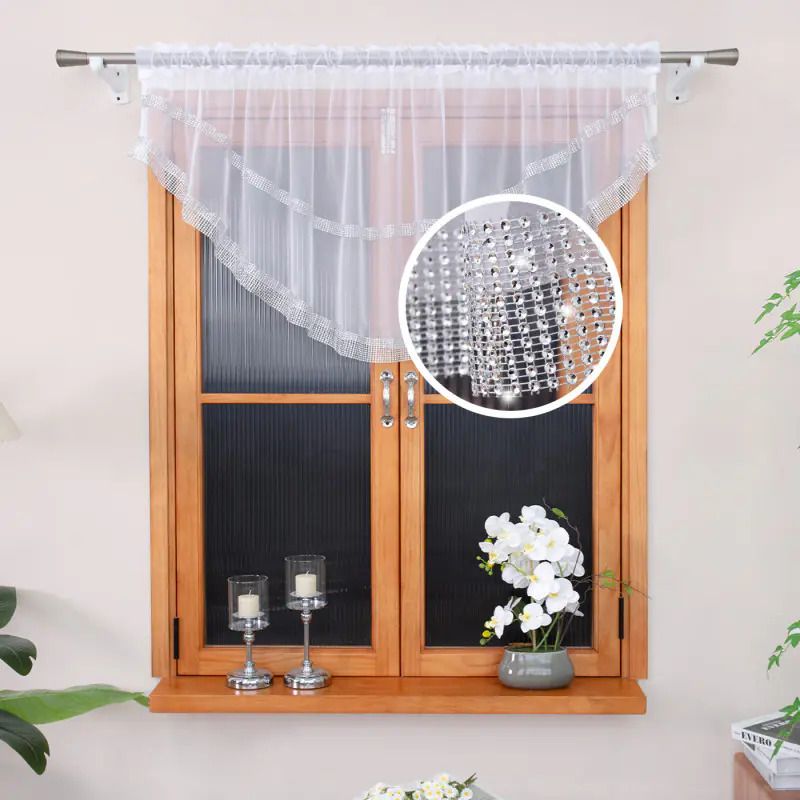 Függöny strasszkövekkel – félkör 380x85 cm