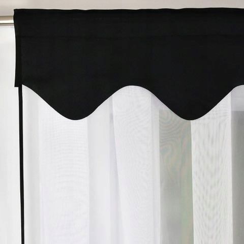 Szett: konyhai voálfüggöny 200x80 cm + vitrázsfüggönyök 90x50 cm, fekete szegéllyel