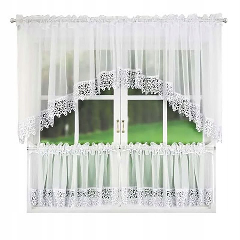 Szett: függöny gipűrrel 400×100 cm és vitrázs függönyök 180×50 cm