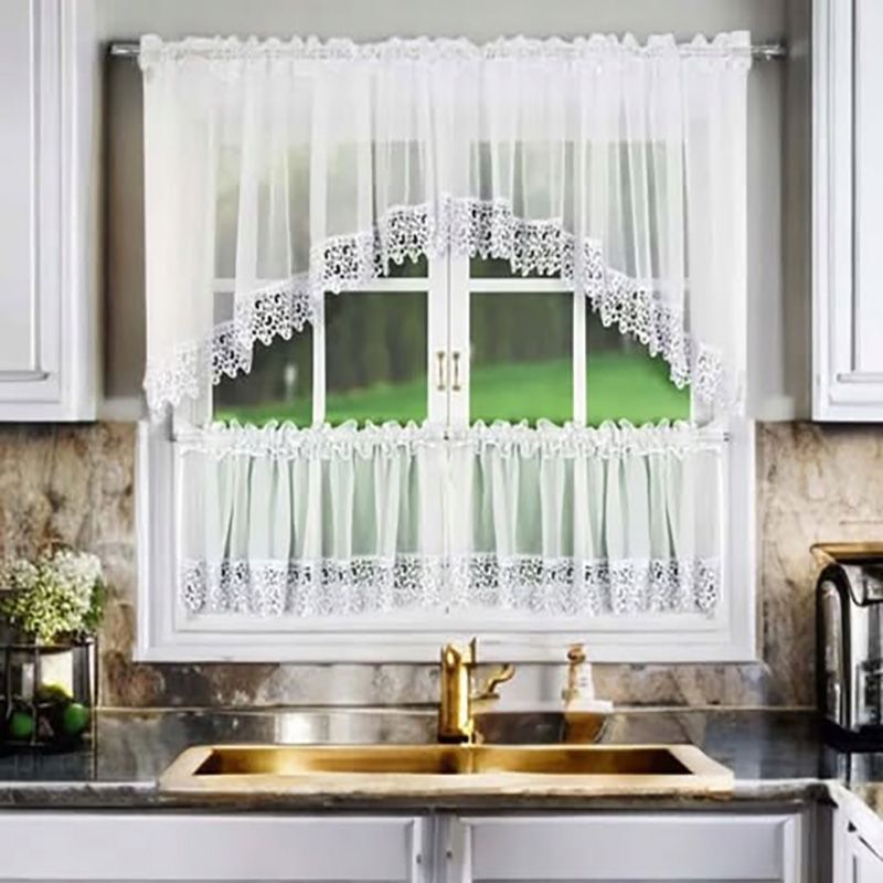 Szett: függöny gipűrrel 400×100 cm és vitrázs függönyök 180×50 cm