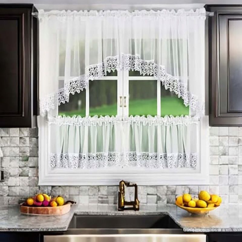 Szett: függöny gipűrrel 400×100 cm és vitrázs függönyök 180×50 cm