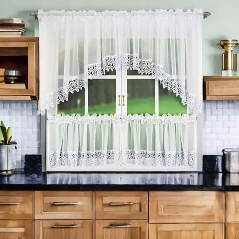 Szett: függöny gipűrrel 400×100 cm és vitrázs függönyök 180×50 cm