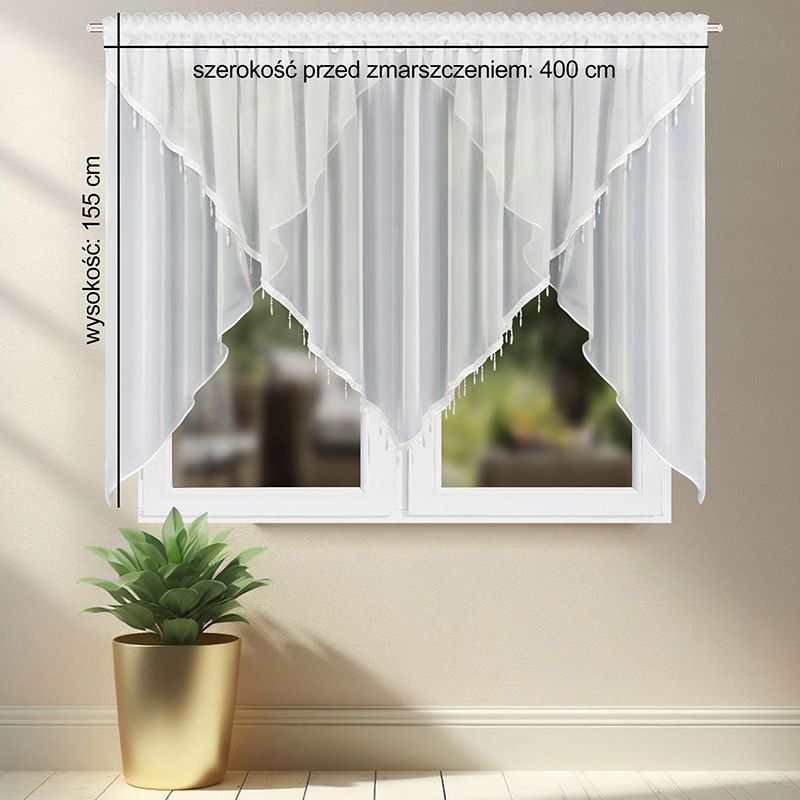 Kétrétegű voile függöny gyöngyökkel 400×155 cm