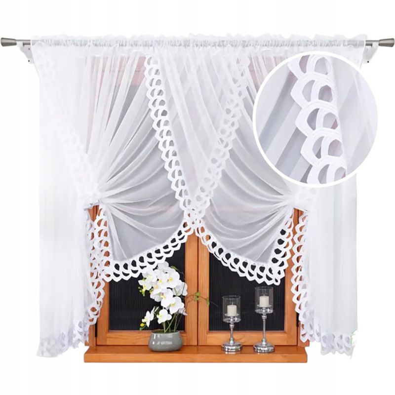 Voile függöny virágmintás gipűrrel 400×160 cm