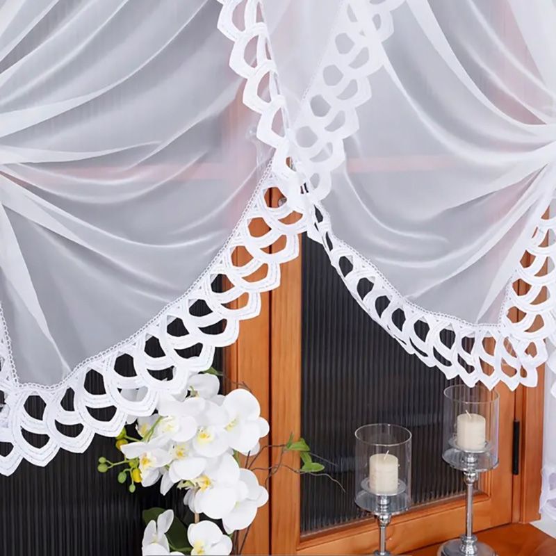 Voile függöny virágmintás gipűrrel 400×160 cm