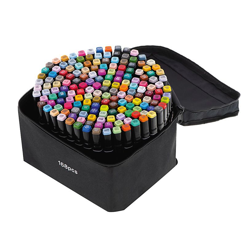 Kétvégű filctoll készlet tokban – 168 szín