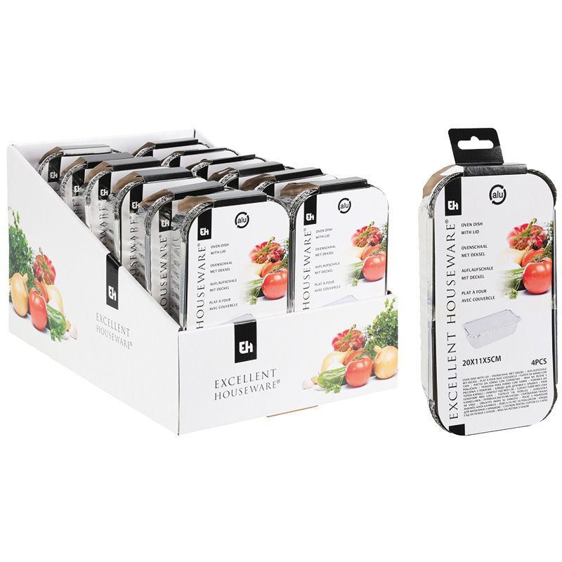 4 részes alumínium ételtároló szett fedőkkel