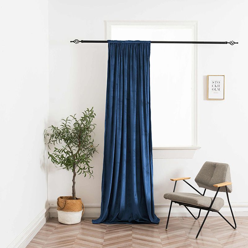 Sötétkék bársony függöny halszálka mintával 140 × 250 cm