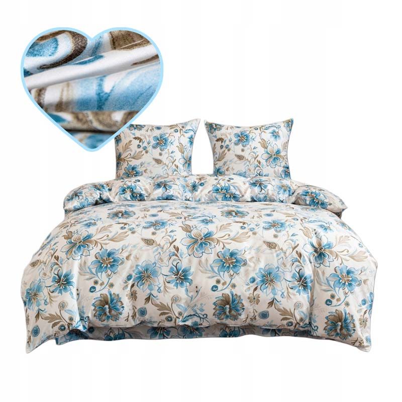 3 részes pamut szatén ágyneműgarnitúra Virágok 200×160 cm