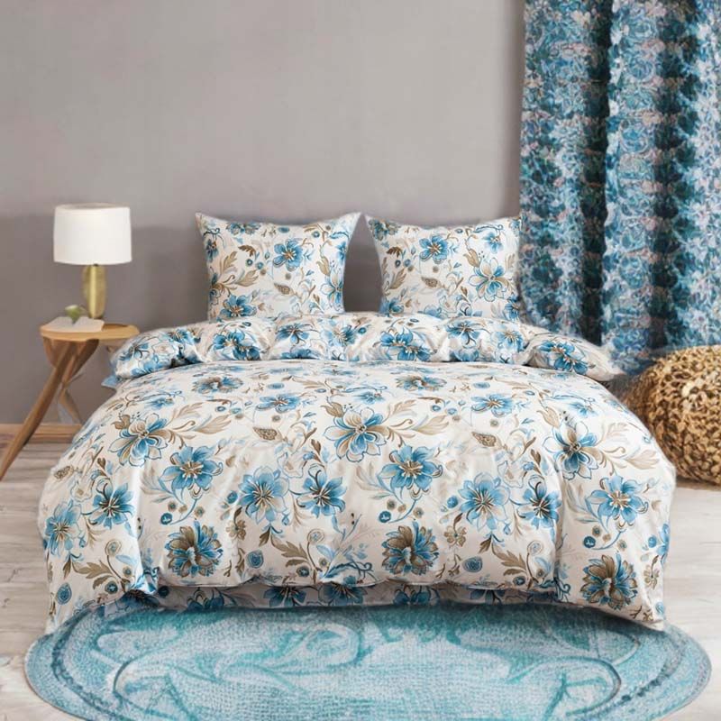 3 részes pamut szatén ágyneműgarnitúra Virágok 200×160 cm