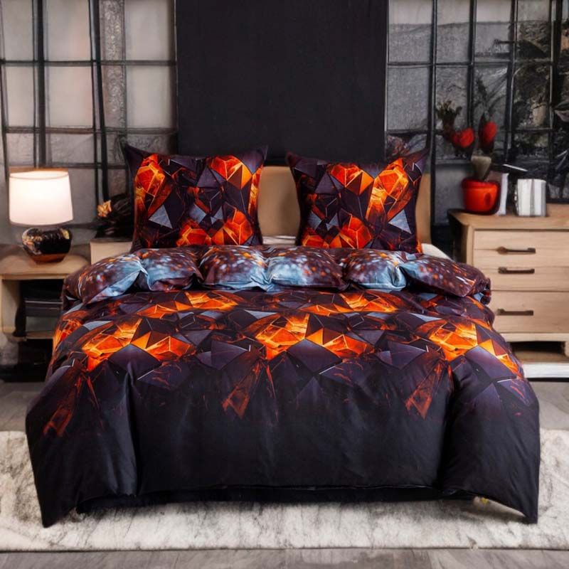 3 részes pamut szatén ágyneműgarnitúra Tűzvörös kristályok 200x160 cm