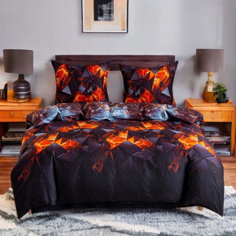 3 részes pamut szatén ágyneműgarnitúra Tűzvörös kristályok 200x160 cm