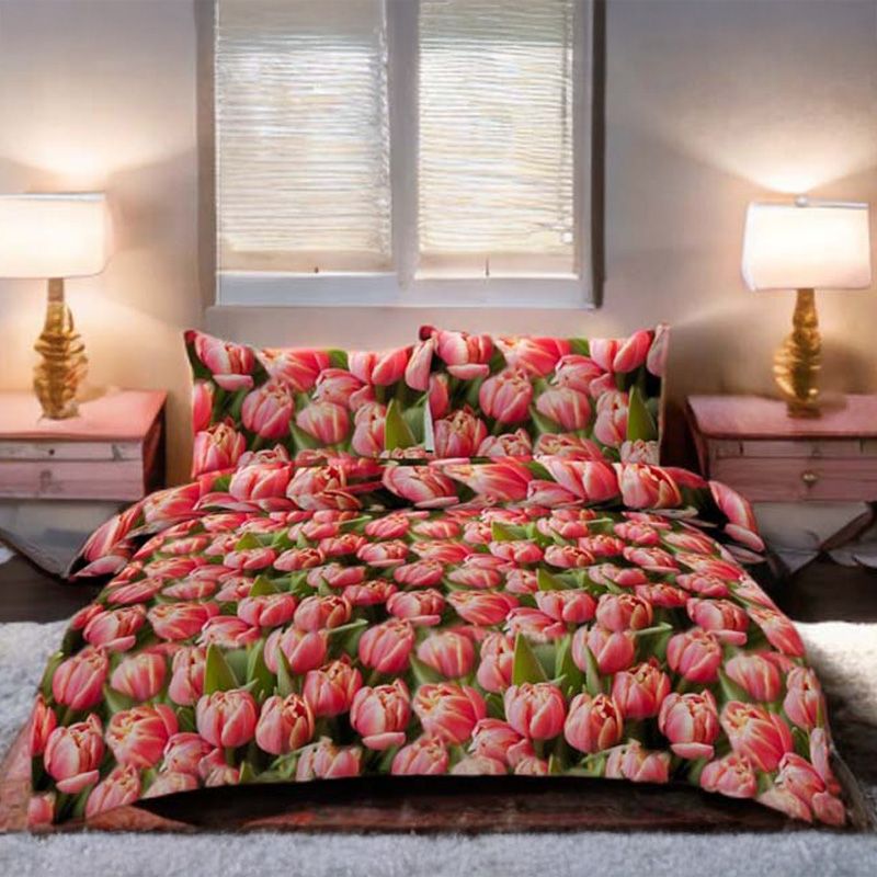 3 részes pamut szatén ágyneműgarnitúra Tulipánok 200x160 cm