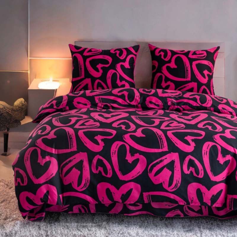 3 részes pamut szatén ágyneműgarnitúra Szívek 200x160 cm