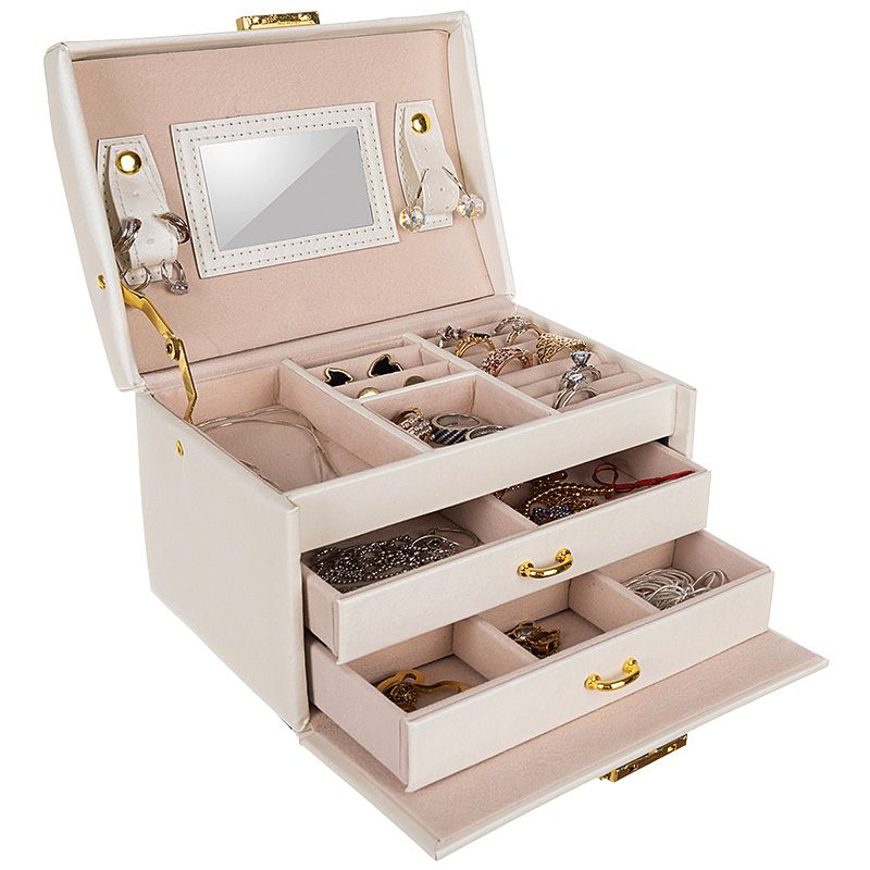 Szatin hatású ékszertartó tükörrel