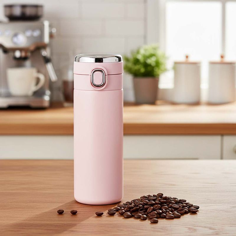 Rózsaszín LED kijelzős termoszbögre 420ml