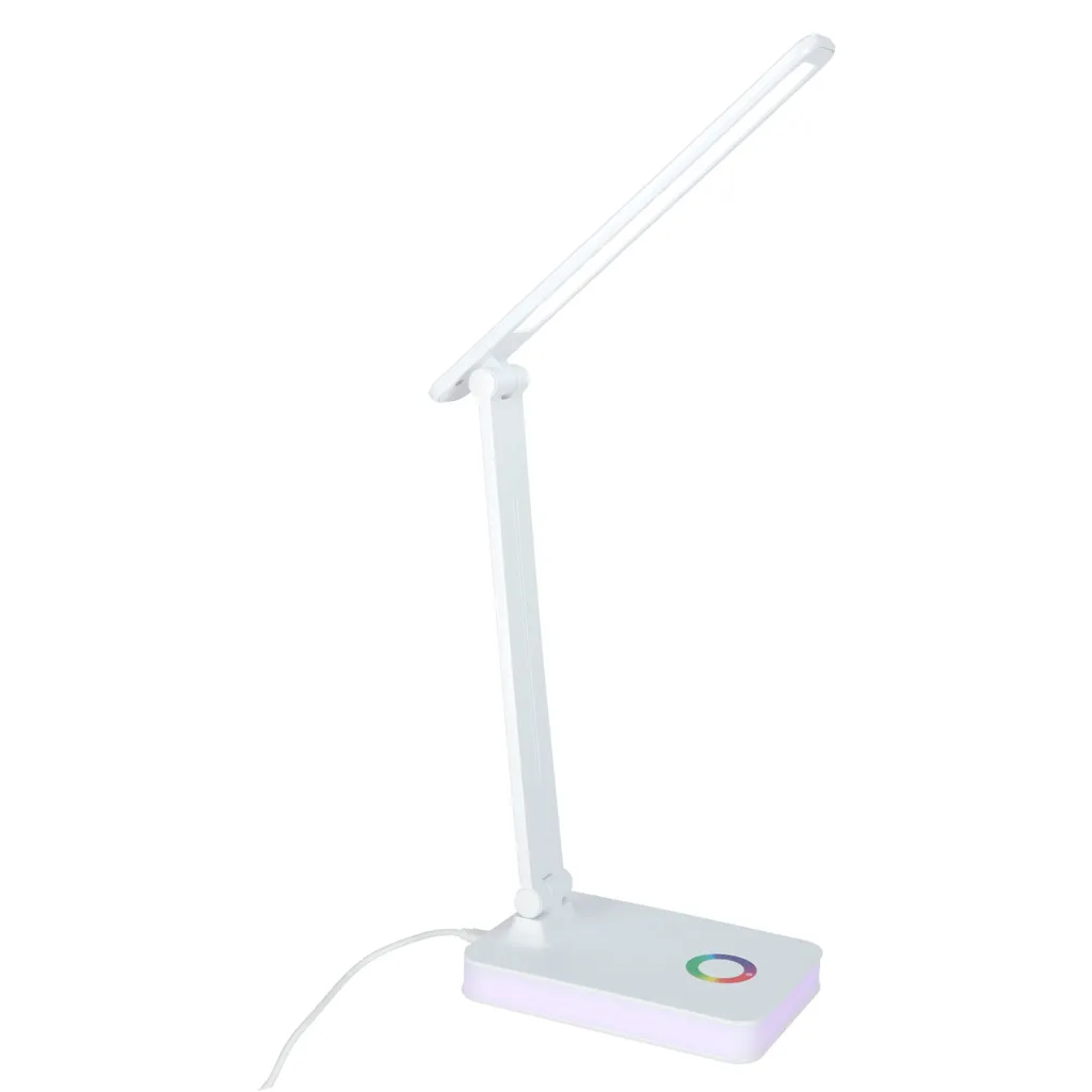 Asztali LED lámpa USB-csatlakozással, érintésvezérléssel, RGB háttérvilágítással, fényerő-szabályozással