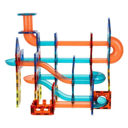 Mágneses 3D építőkészlet golyópályával, 110 darabos