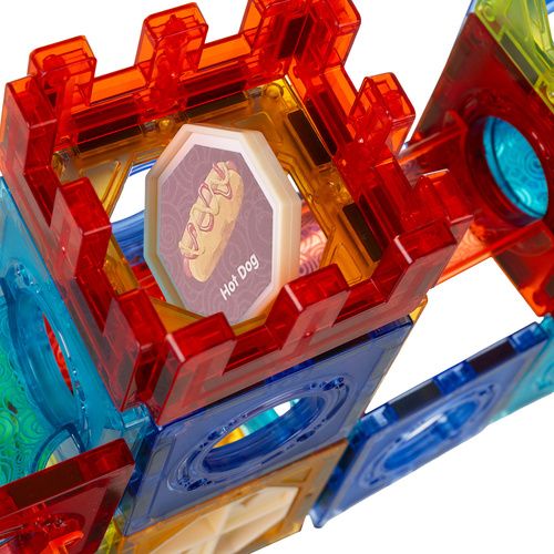 Mágneses 3D építőkészlet golyópályával, 110 darabos