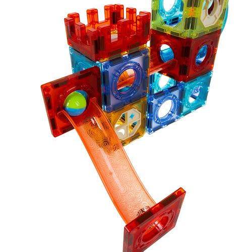 Mágneses 3D építőkészlet golyópályával, 110 darabos