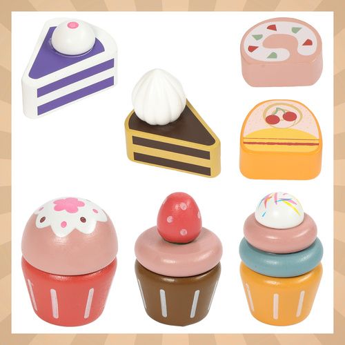 Fa teázó készlet tortaállvánnyal és édességekkel, 15 darabos